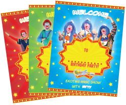 Clownatec birthday e-promo thank-you posters