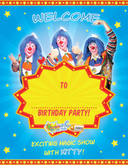 clownatec birthday online poster Kitty the clown
