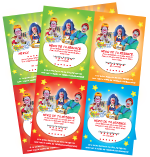 Clownatec fete enfants documents pratiques cartes de remerciement