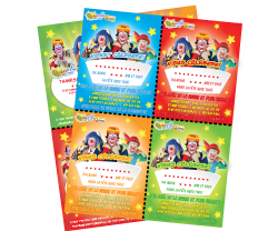 Clownatec fete enfants e-promo merci invitation et carte de remerciement