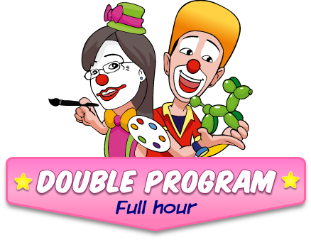clownatec birthday e-promo icons double program face painting and balloons