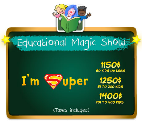 clownatec school e-promo kit educational magic shows prices