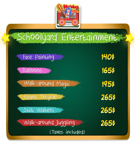 clownatec school e-promo-kit schoolyard entertainment prices