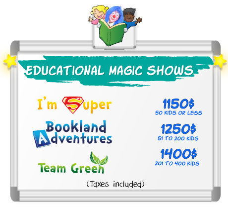 clownatec school e-promo kit educational magic shows prices